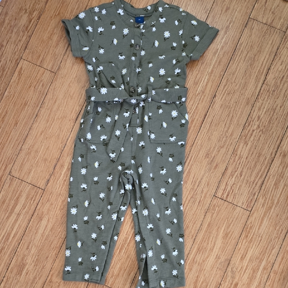 Old Navy Olive Floral Kids Romper